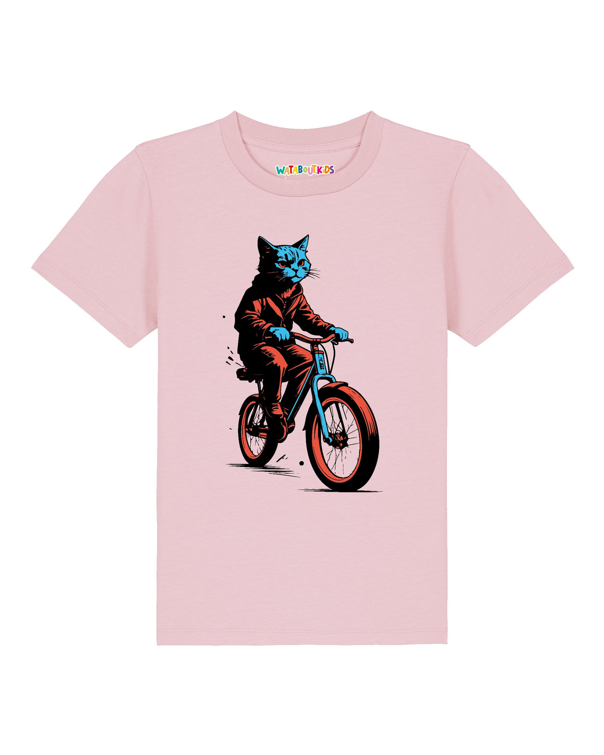 Katze auf Fahrrad | T-Shirt Kinder-front;C005