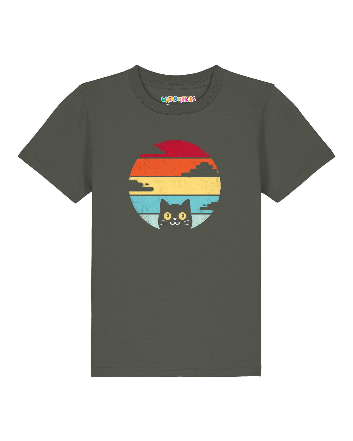 Retro Sunset Cat | T-Shirt Kinder-front;C223