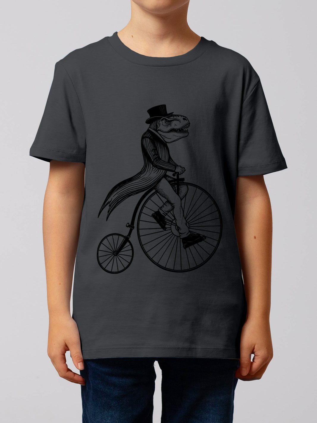 T-Rex auf Fahrrad | T-Shirt Kinder-model_01;C253