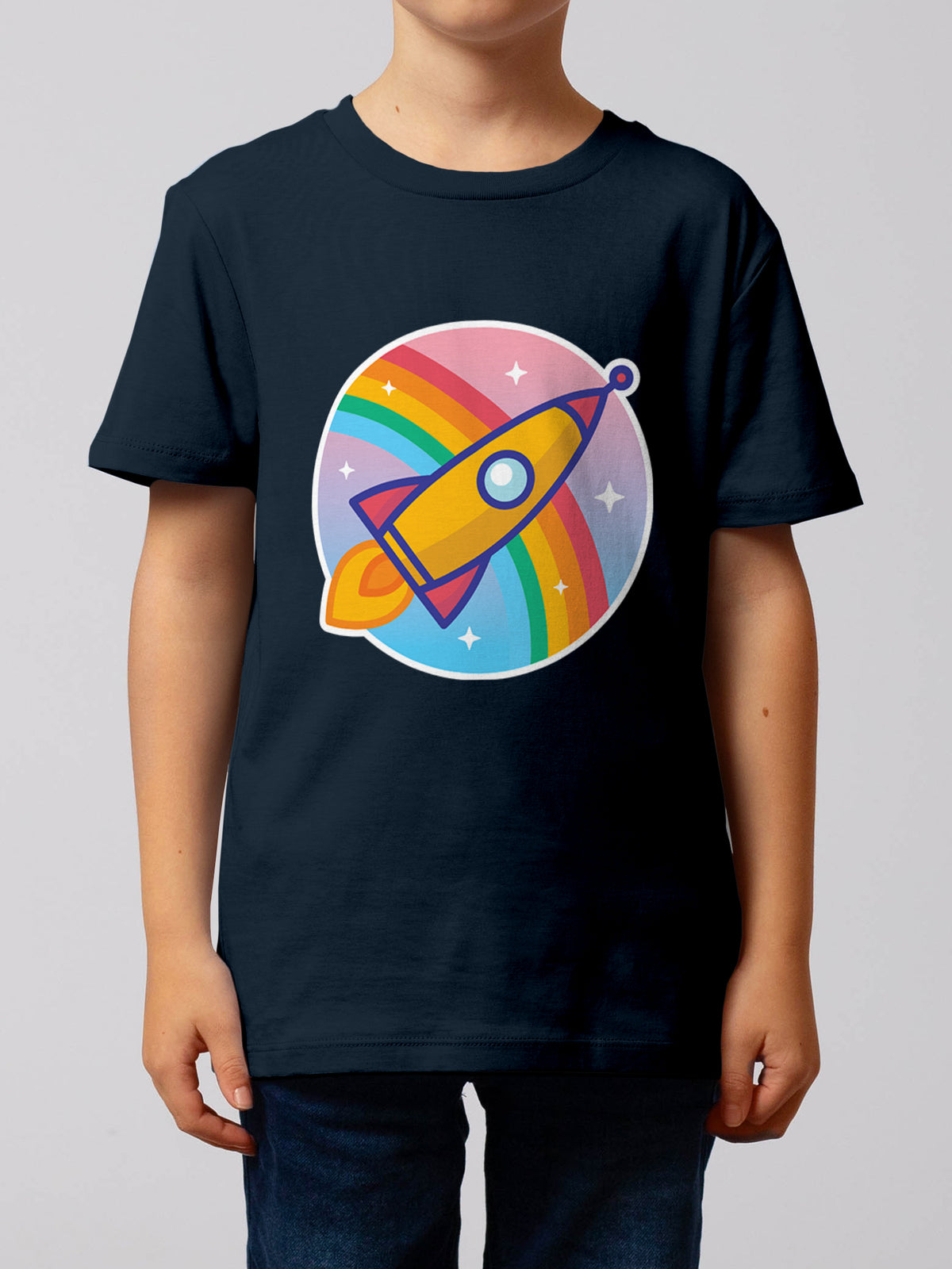 Cartoon Rakete | T-Shirt Kinder-model_01;C727