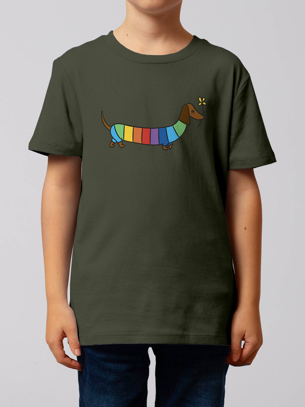 Regenbogen Dackel | T-Shirt Kinder-model_01;C223