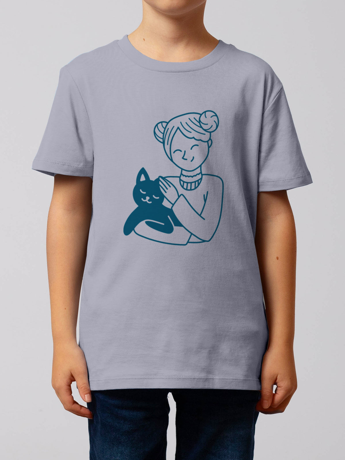 Mädchen und Katze | T-Shirt Kinder-model_01;C063