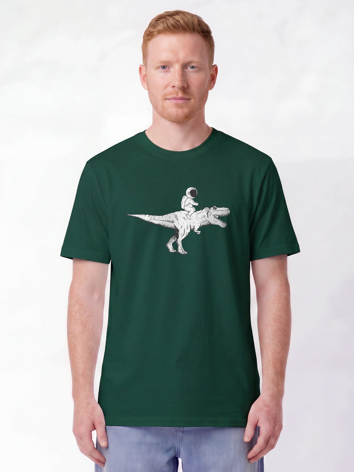 Astronaut on T-Rex | T-Shirt Unisex-model_01;C036