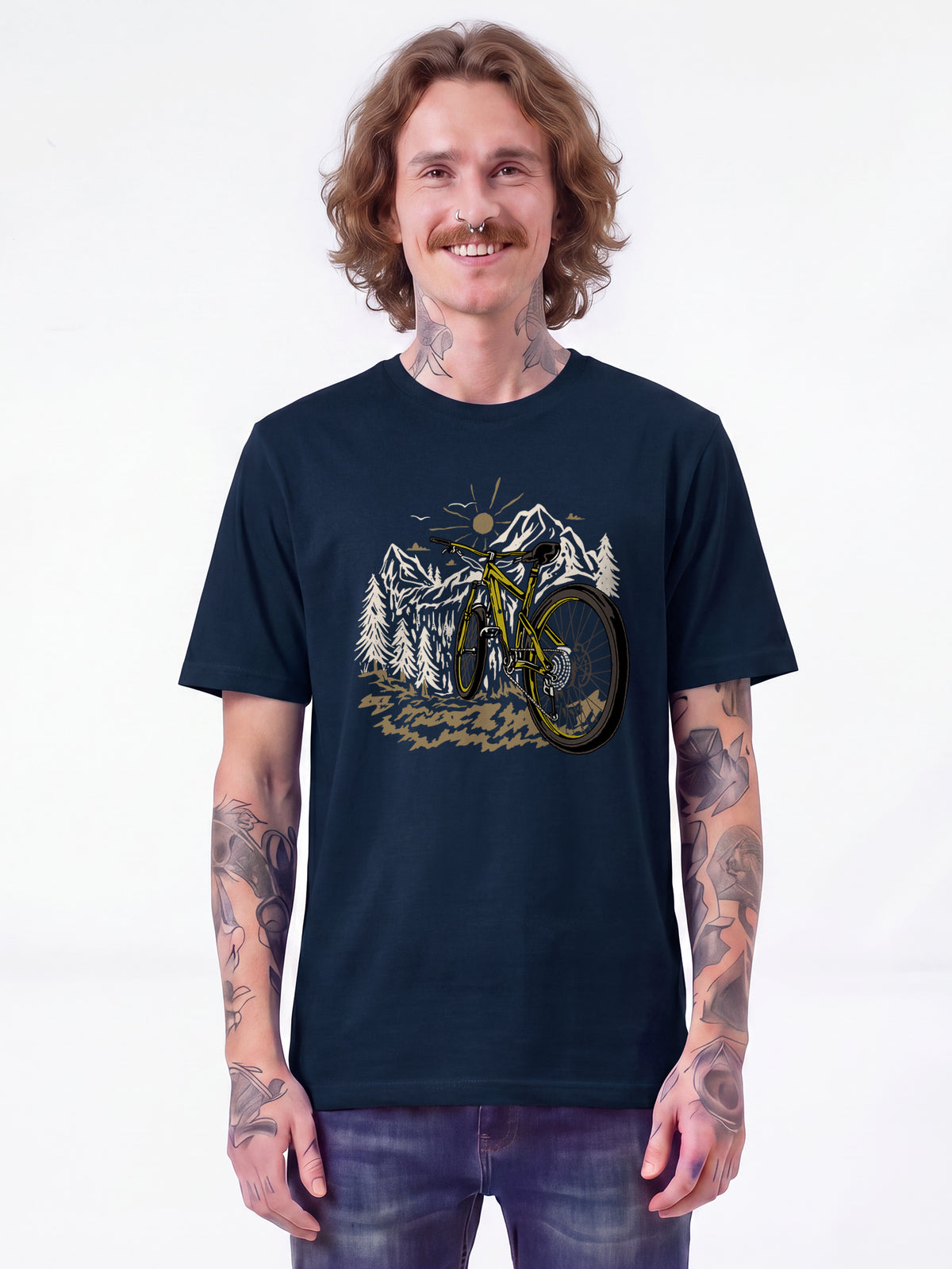 Mountainbike und Berge | T-Shirt Unisex-model_01;C727
