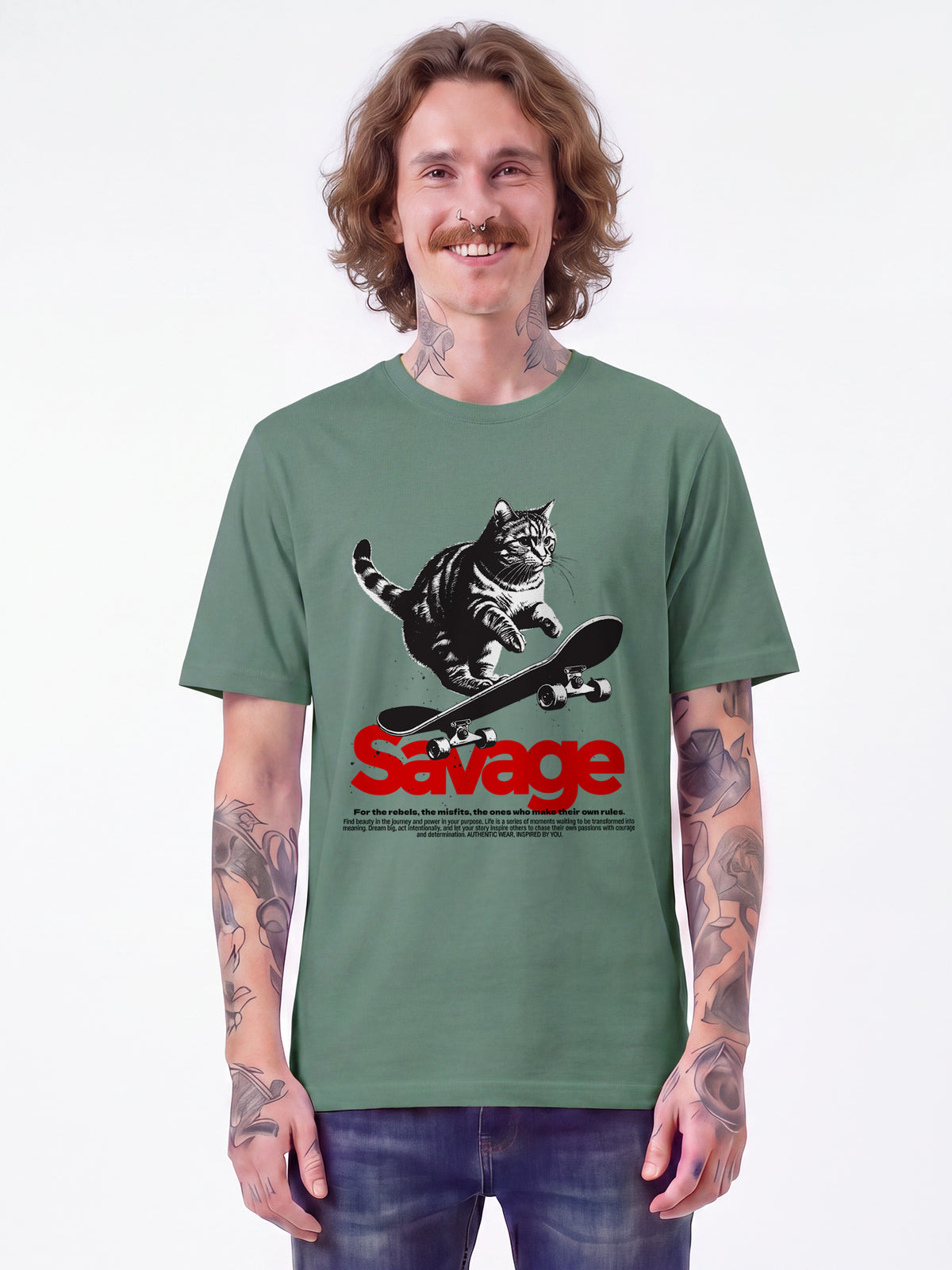 Savage cat | T-Shirt Unisex-model_01;C144