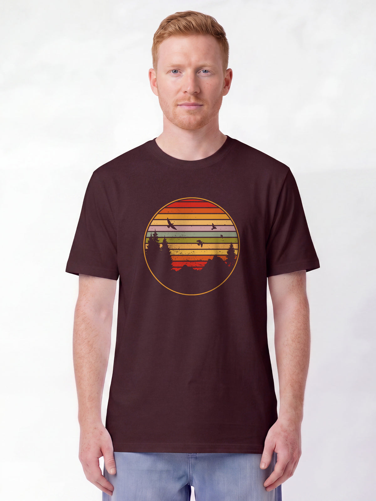 Sunset Berge & Tannen | T-Shirt Unisex-model_01;C116