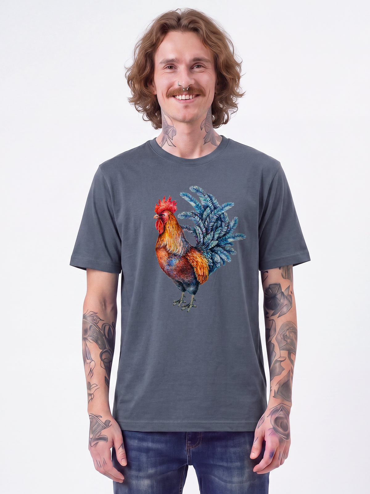 Grimmiger Gockel | T-Shirt Unisex-model_01;C156