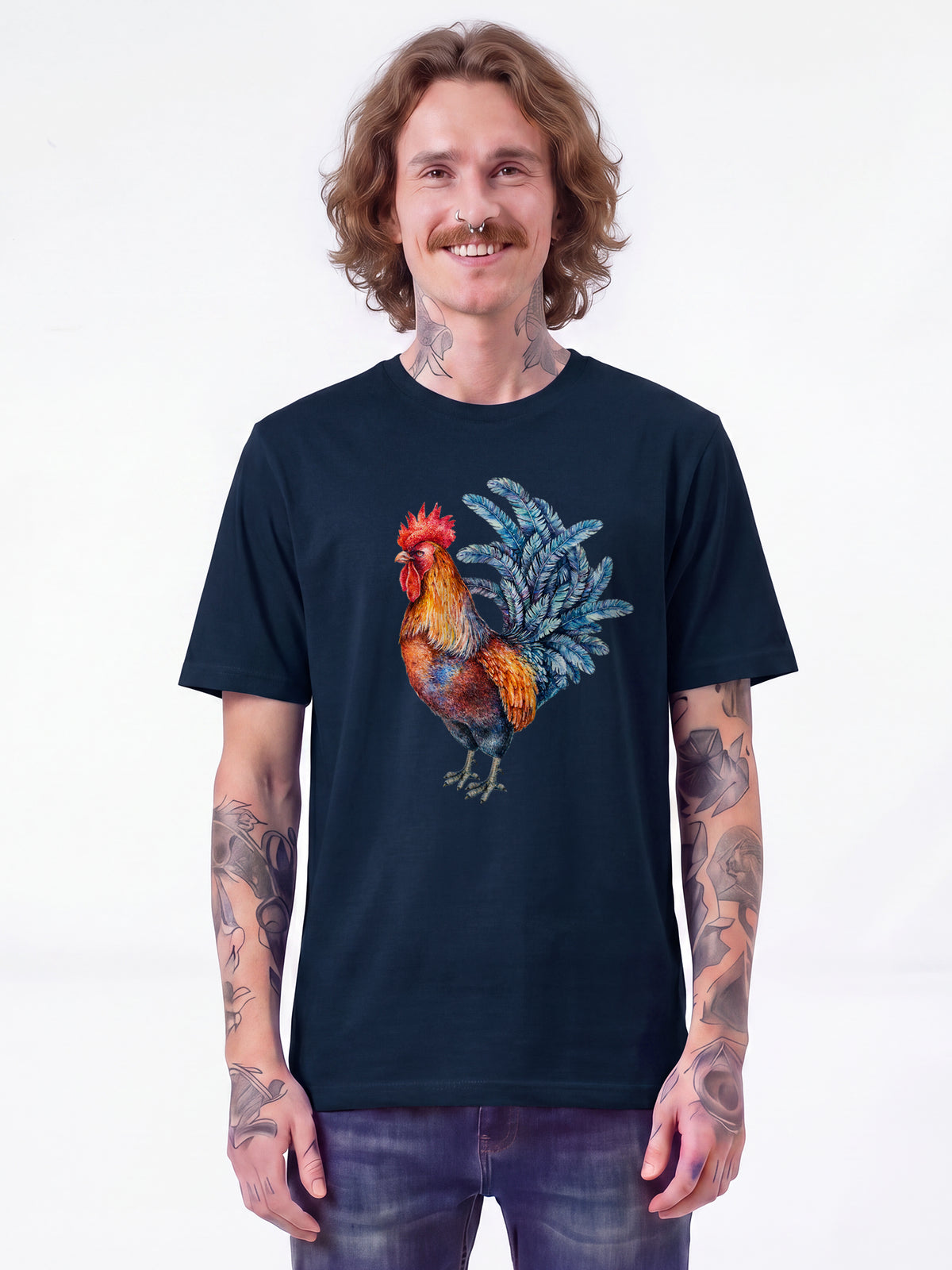 Grimmiger Gockel | T-Shirt Unisex-model_01;C727