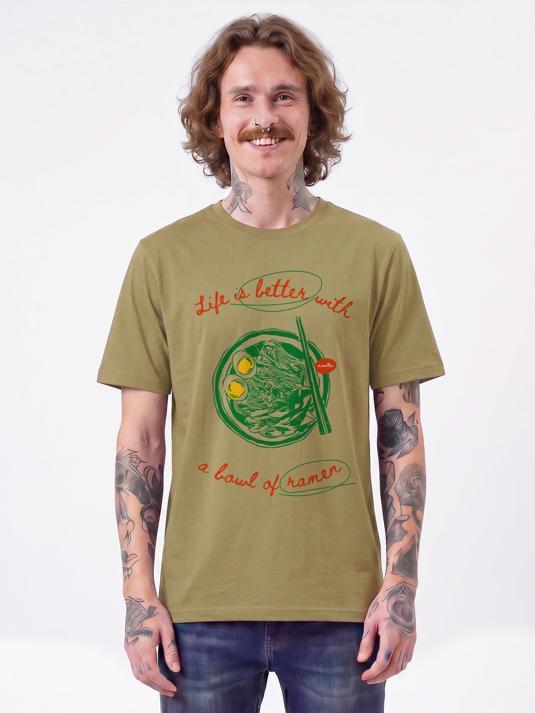 Life is better with ramen | T-Shirt Unisex-model_01;C153