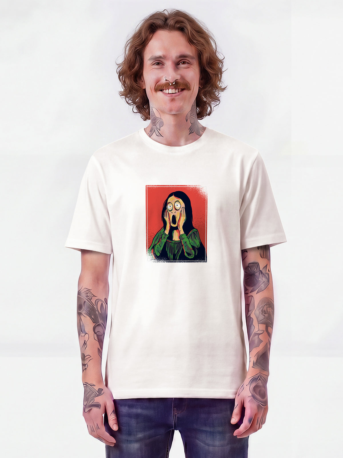 Mona Lisa Scream | T-Shirt Unisex-model_01;C018