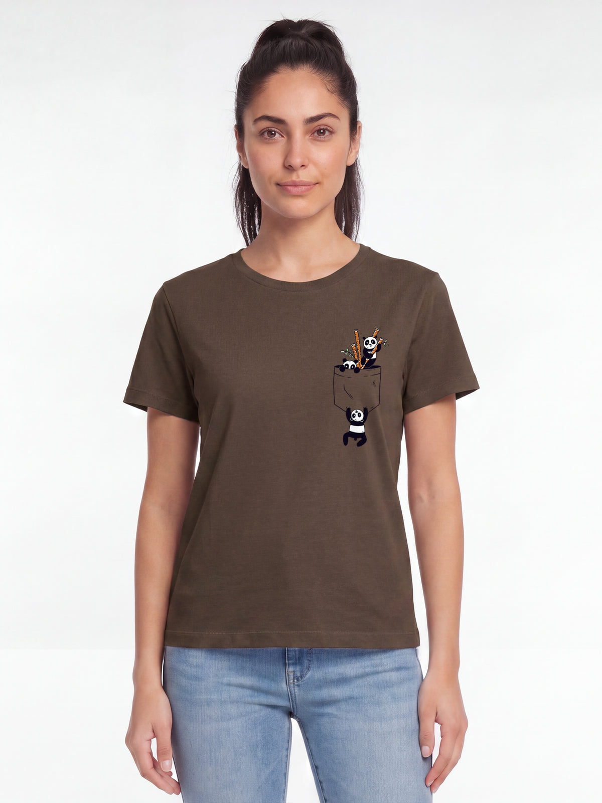 Pocket Pandas | T-Shirt Frauen-model_01;C135