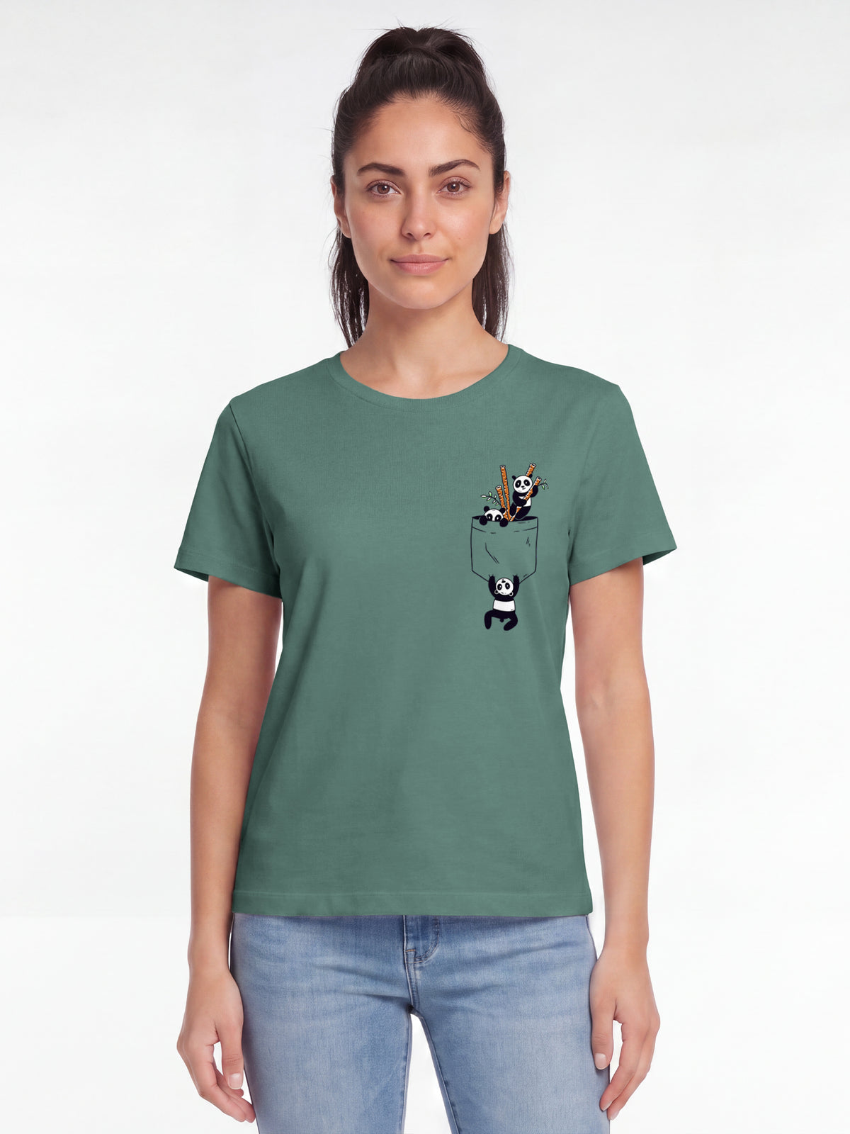 Pocket Pandas | T-Shirt Frauen-model_01;C144