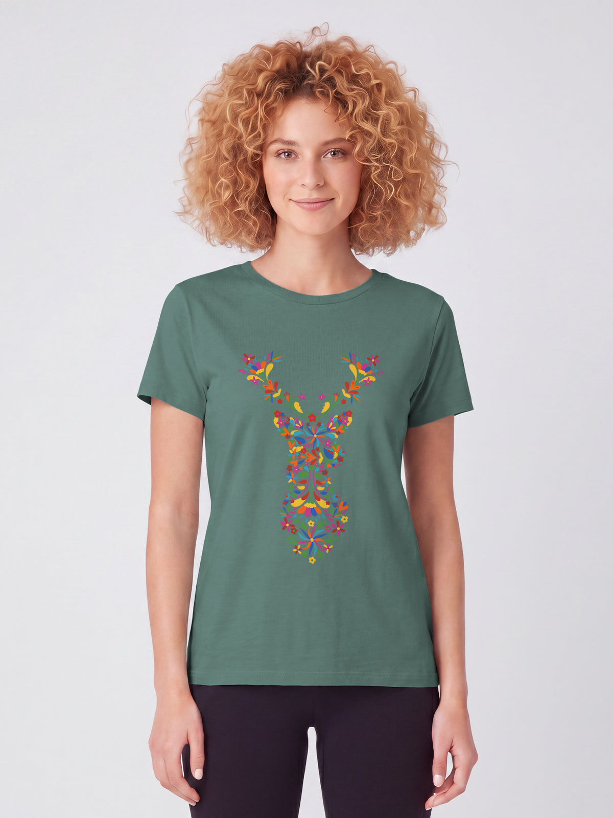 Floral Deer | T-Shirt Frauen-model_01;C144