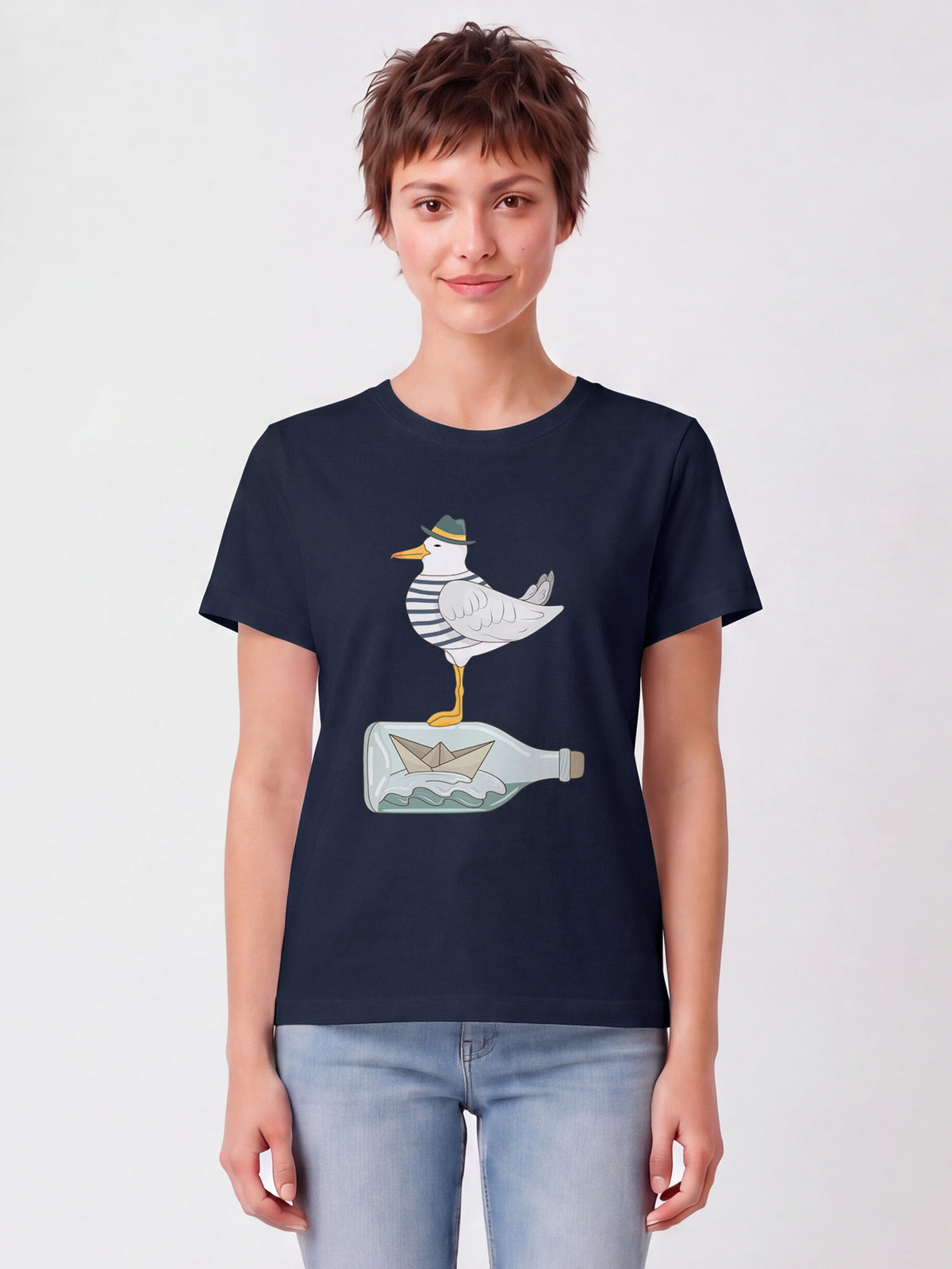 Möwe mit Hut | T-Shirt Frauen-model_01;C727