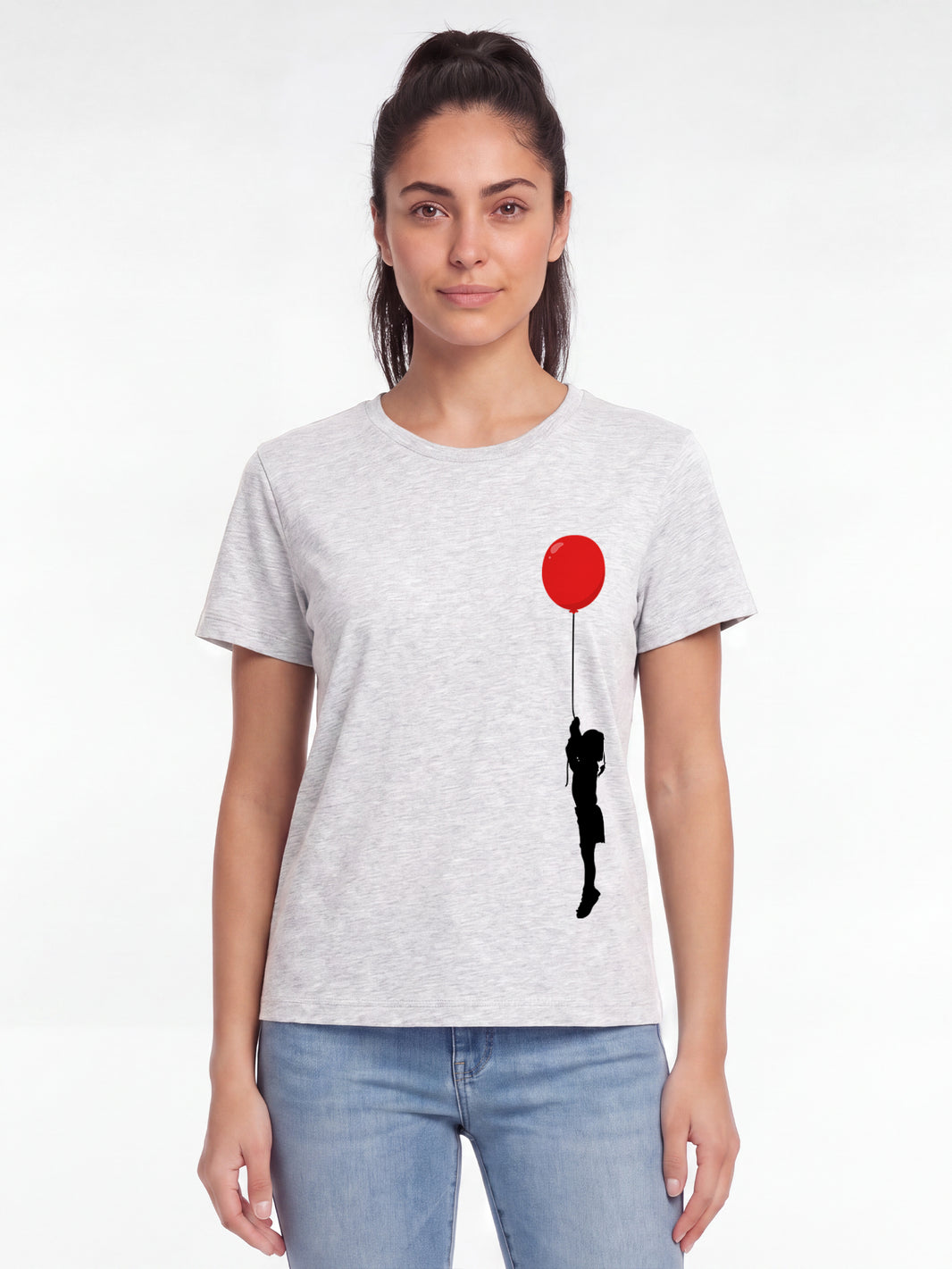 Mädchen mit Luftballon (print) | T-Shirt Frauen-model_01;C146