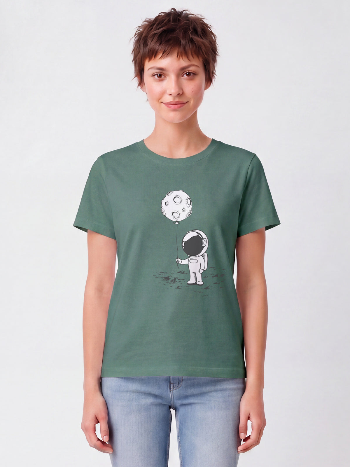 Kleiner Astronaut mit Luftballon | T-Shirt Frauen-model_01;C144