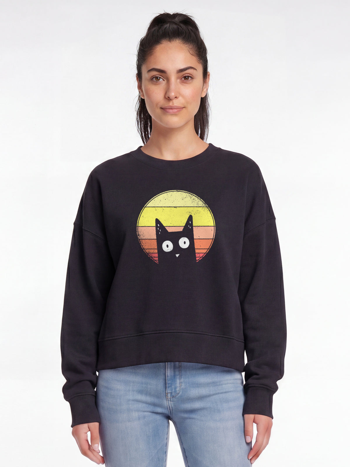 Sunset Cat | Sweatshirt Frauen-model_01;C002