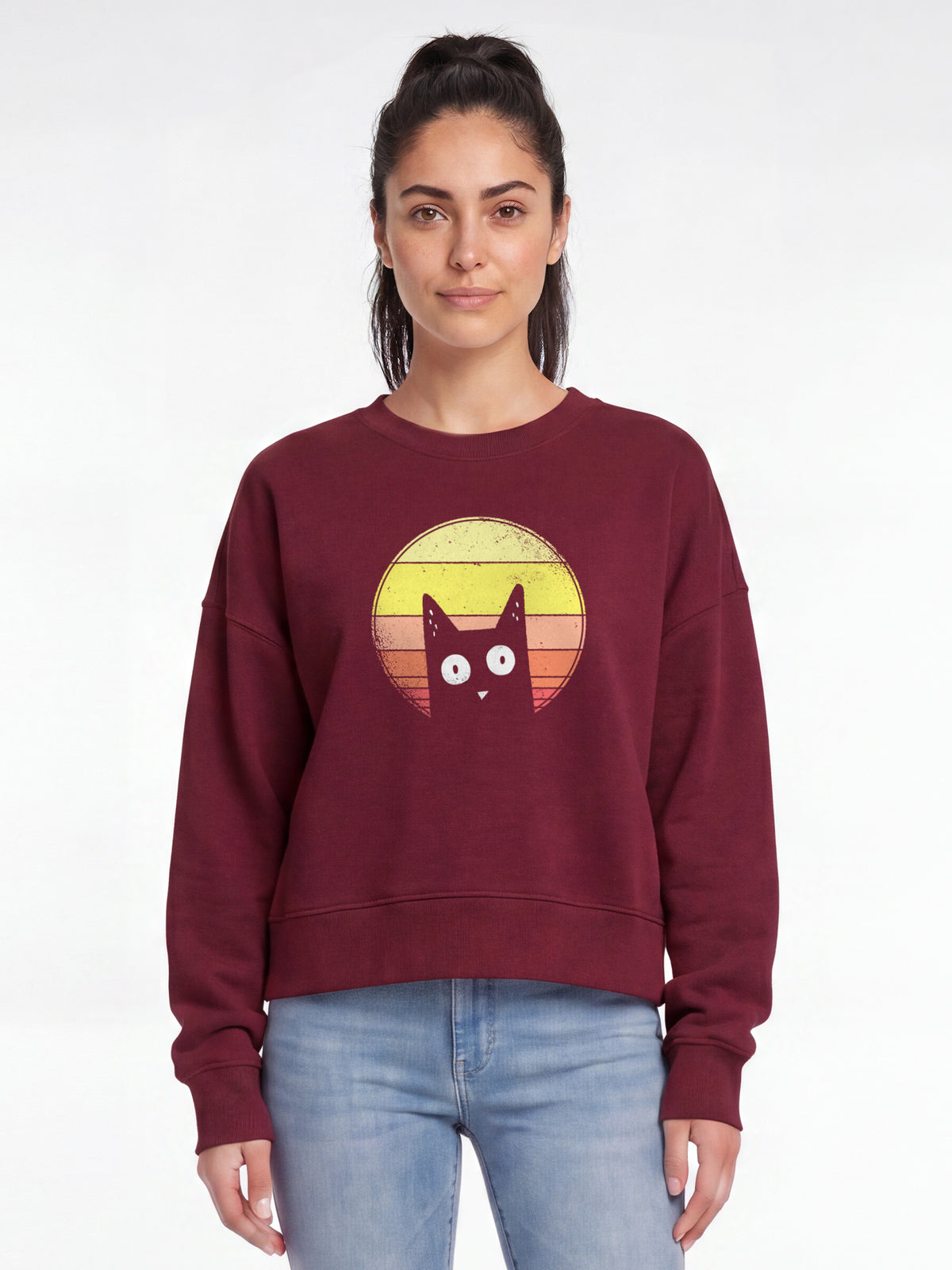 Sunset Cat | Sweatshirt Frauen-model_01;C244