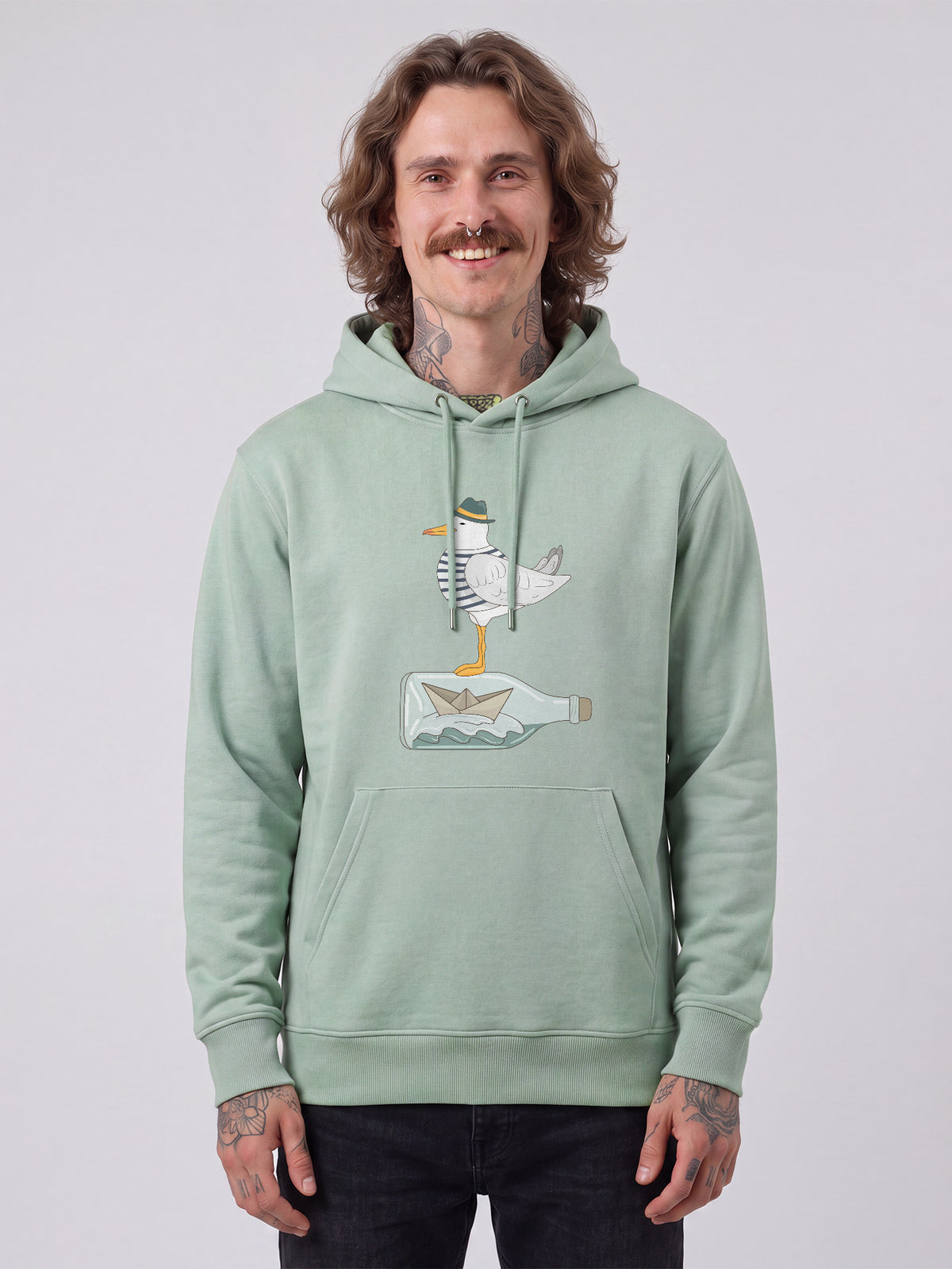 Möwe mit Hut | Hoodie Unisex-model_01;C089