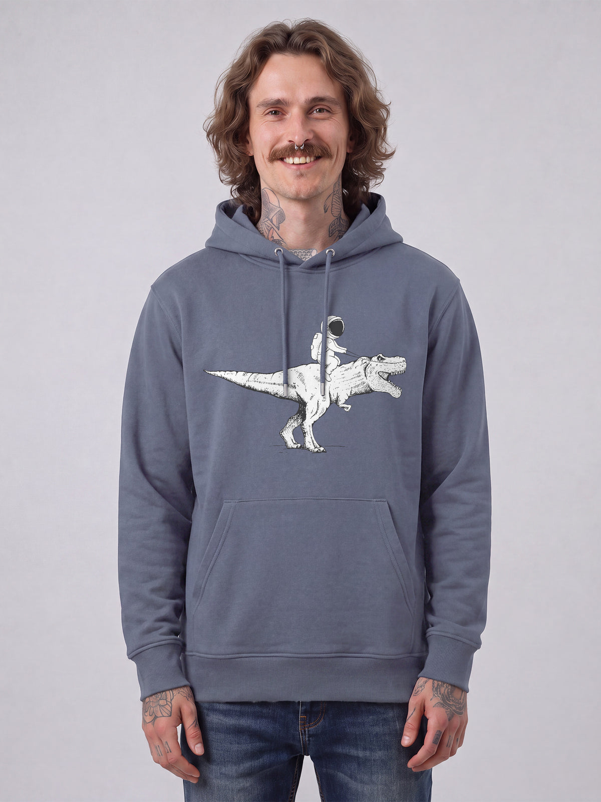 Astronaut on T-Rex | Hoodie Unisex-model_01;C156