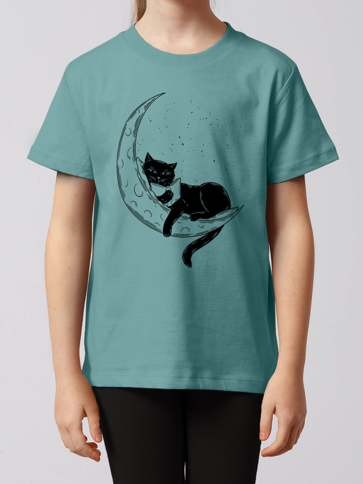 Katze auf dem Mond | T-Shirt Kinder-model_01;C060