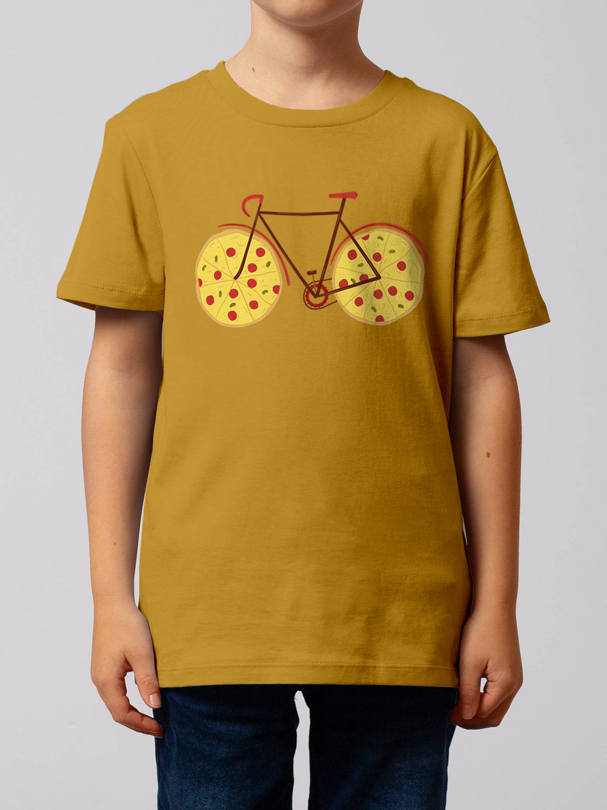 Pizza Fahrrad | T-Shirt Kinder-model_01;C048