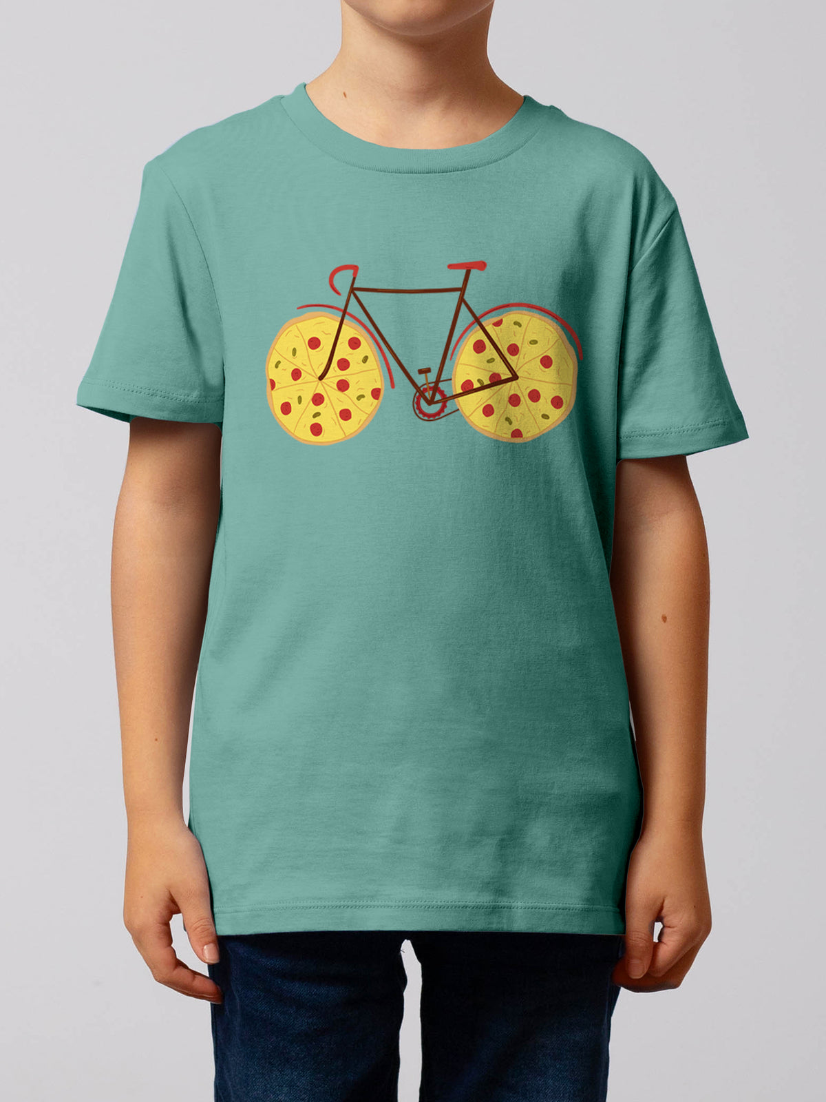 Pizza Fahrrad | T-Shirt Kinder-model_01;C060