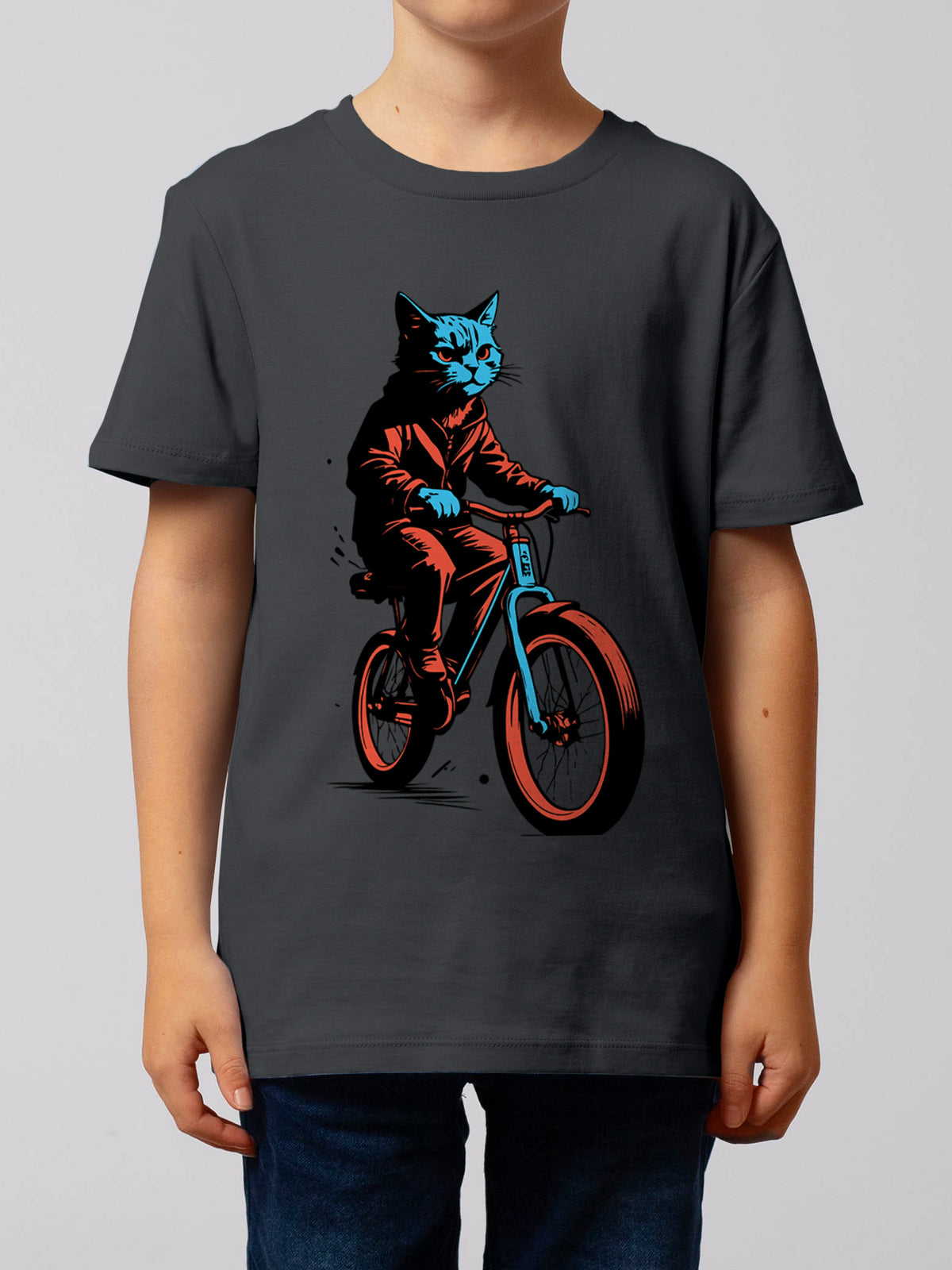 Katze auf Fahrrad | T-Shirt Kinder-model_01;C253