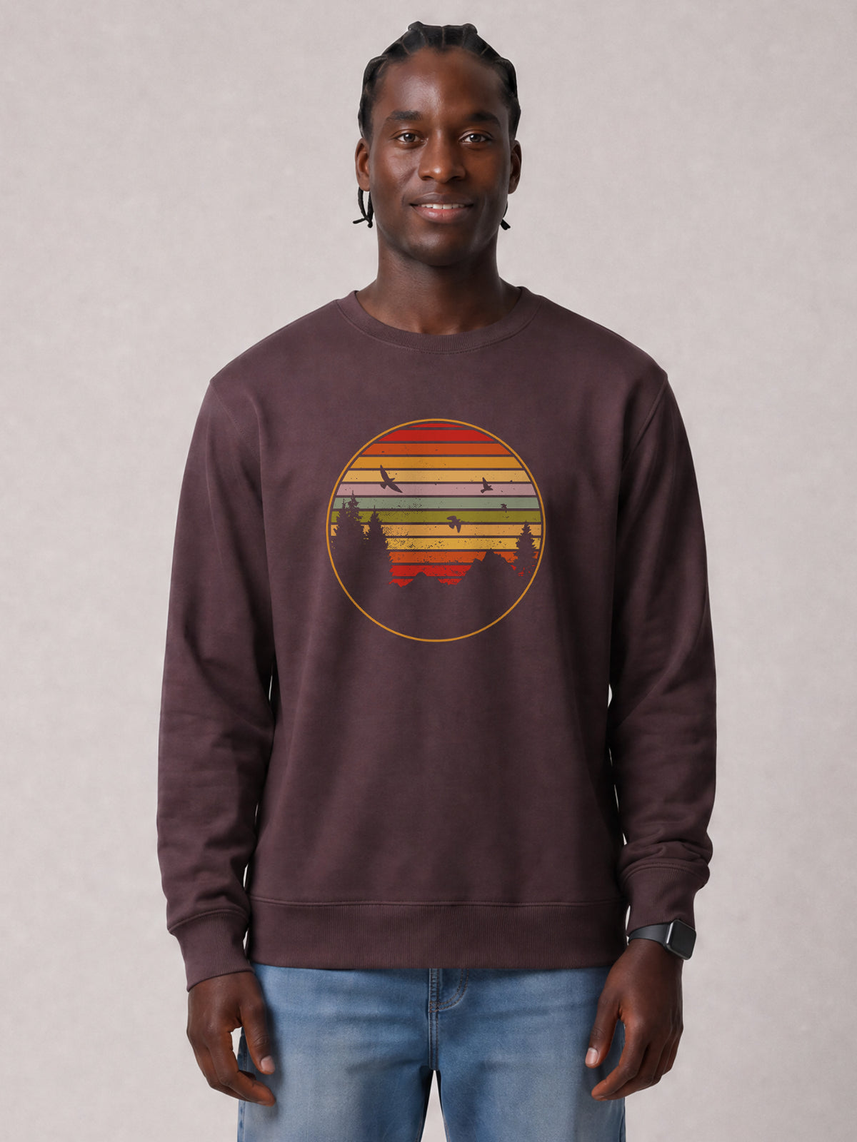 Sunset Berge & Tannen | Sweatshirt Unisex-model_01;C116