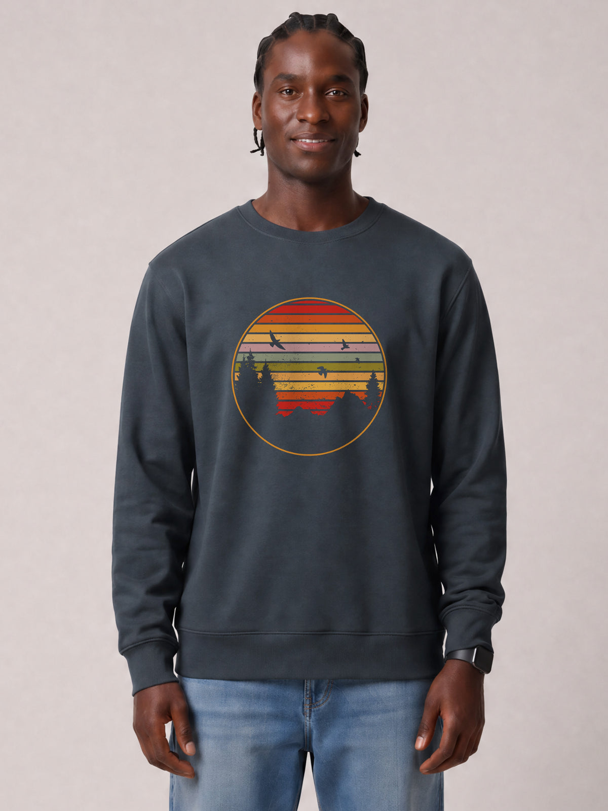 Sunset Berge & Tannen | Sweatshirt Unisex-model_01;C715