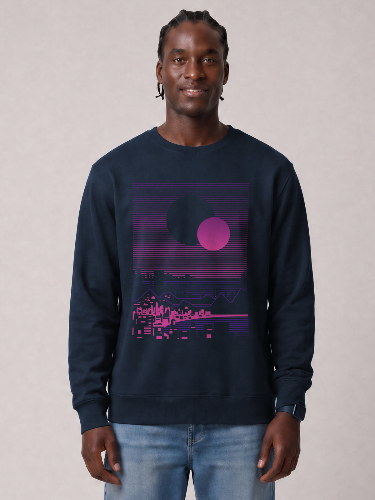 Sun and Moon Skyline | Sweatshirt Unisex-model_01;C727