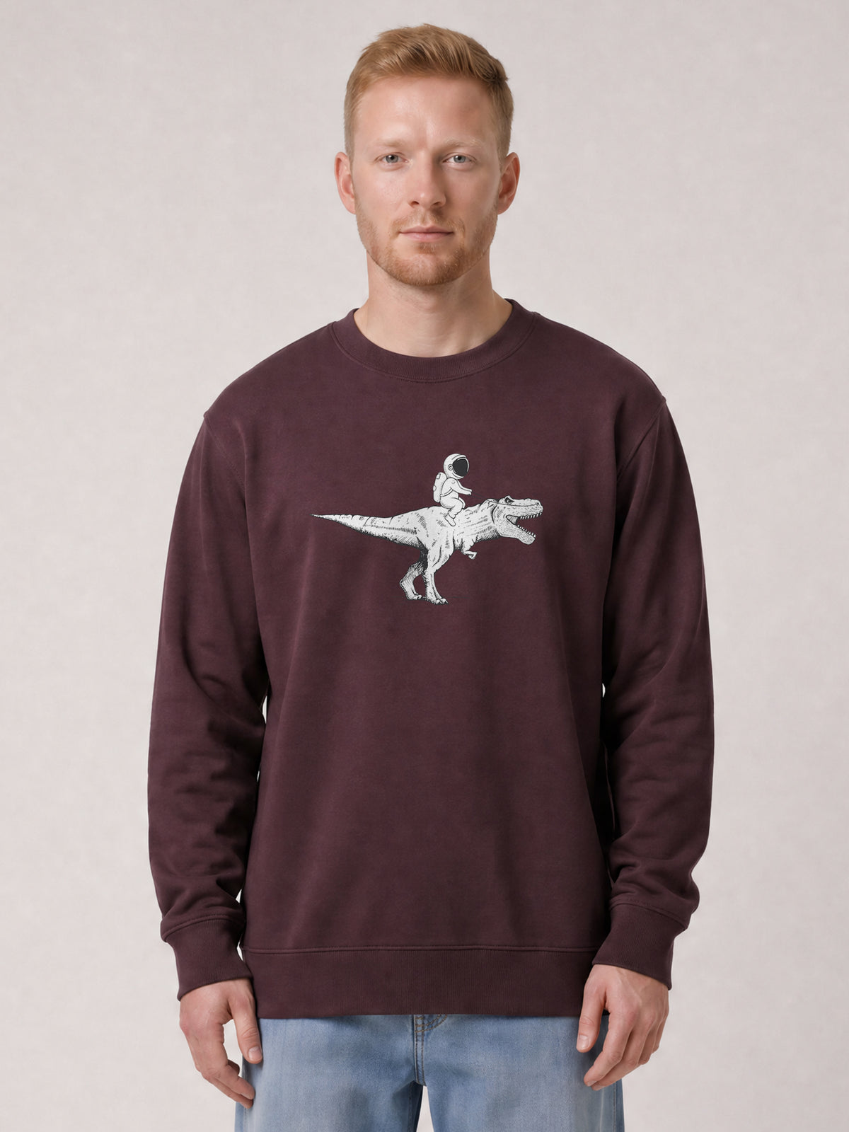 Astronaut on T-Rex | Sweatshirt Unisex-model_01;C116