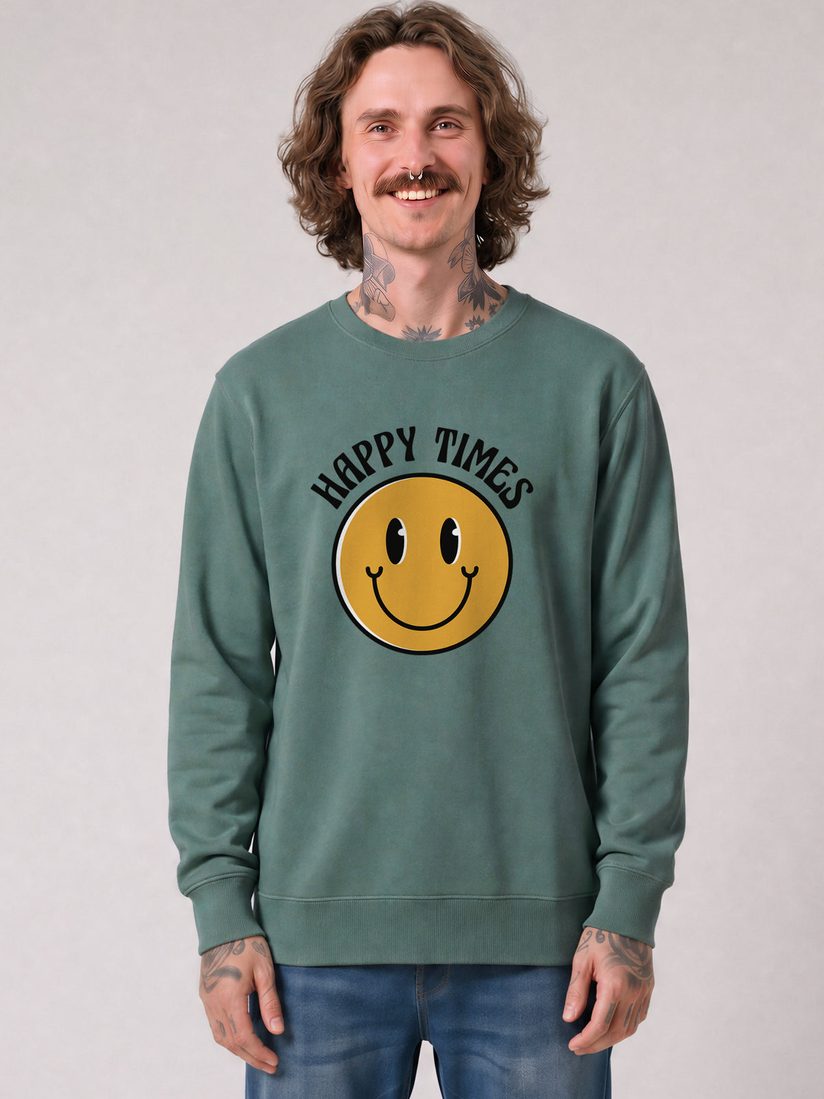 Happy times | Sweatshirt Unisex-model_01;C144