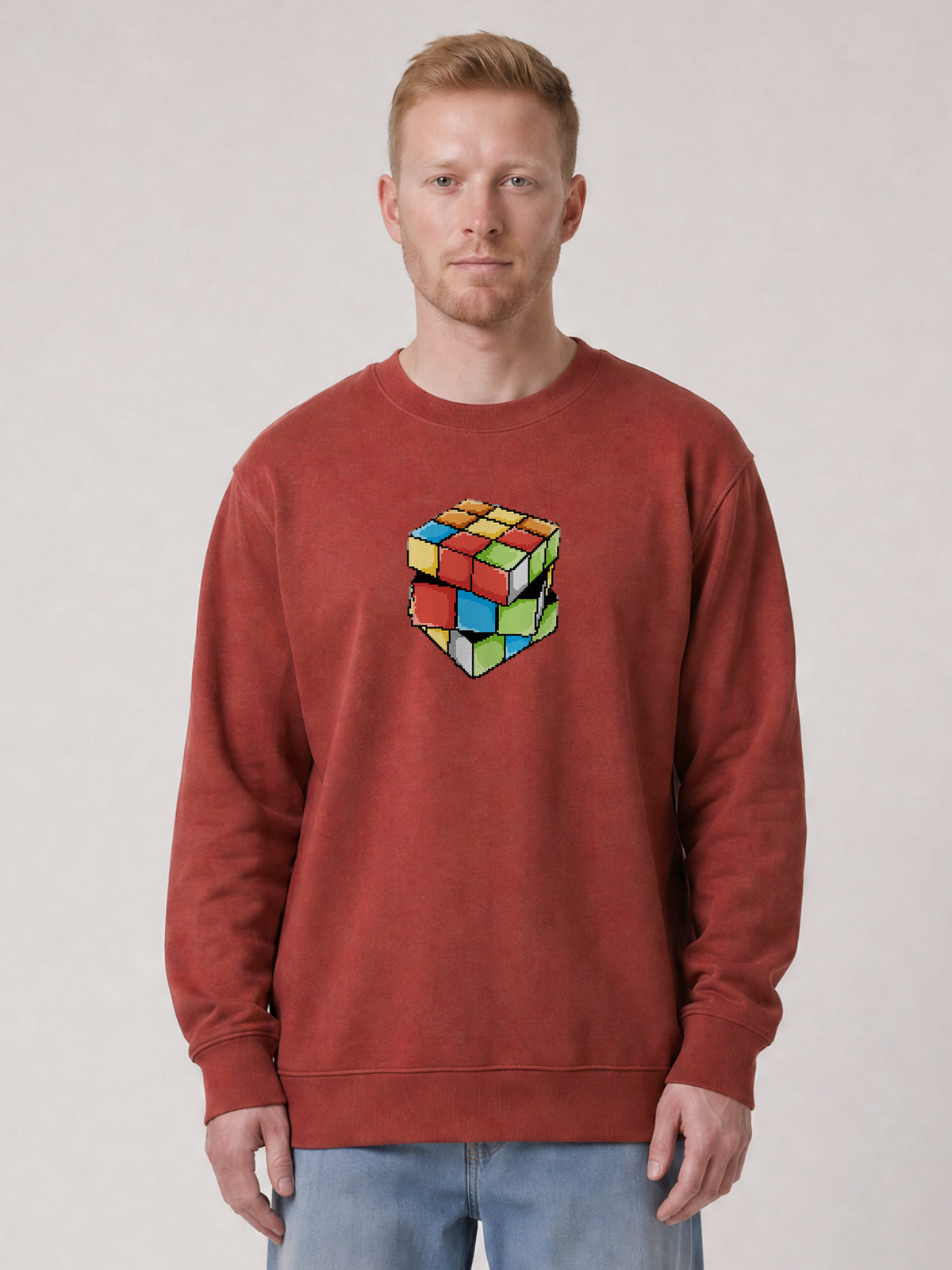Pixel Zauberwürfel | Sweatshirt Unisex-model_01;C150