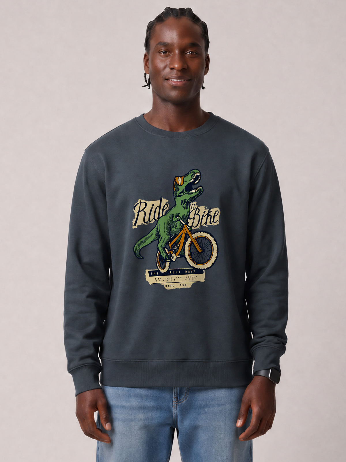 T-Rex Fahrrad | Sweatshirt Unisex-model_01;C715