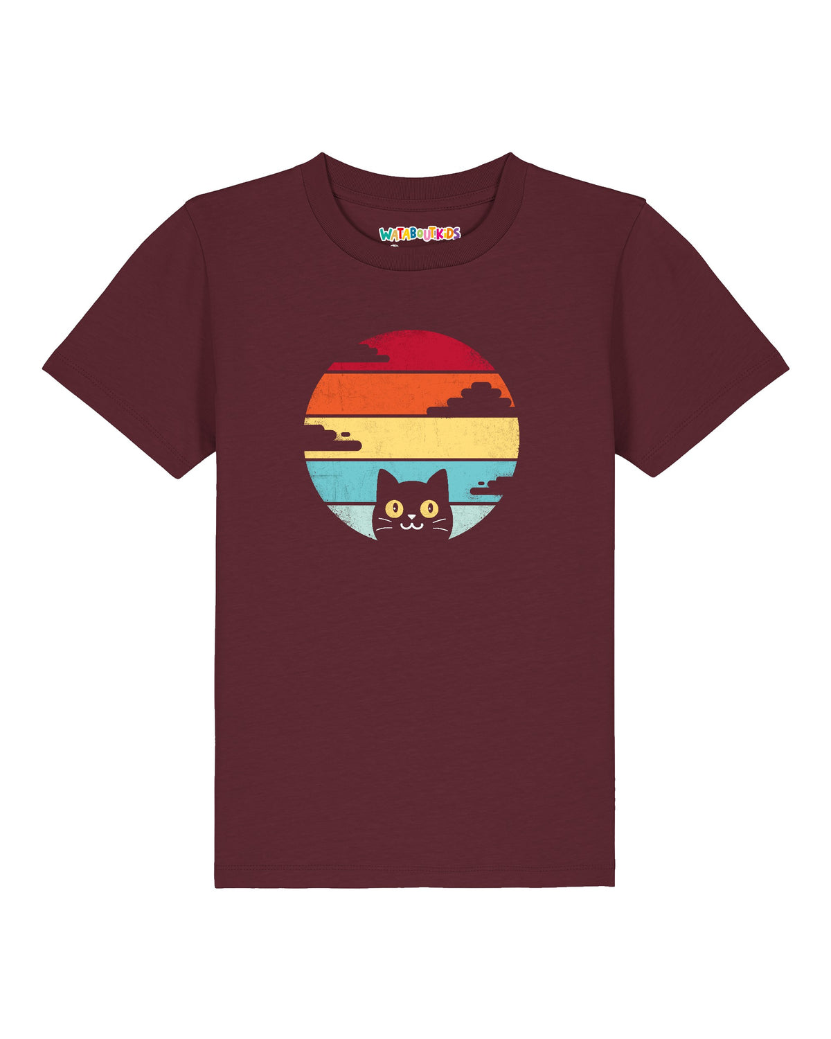 Retro Sunset Cat | T-Shirt Kinder-front;C244