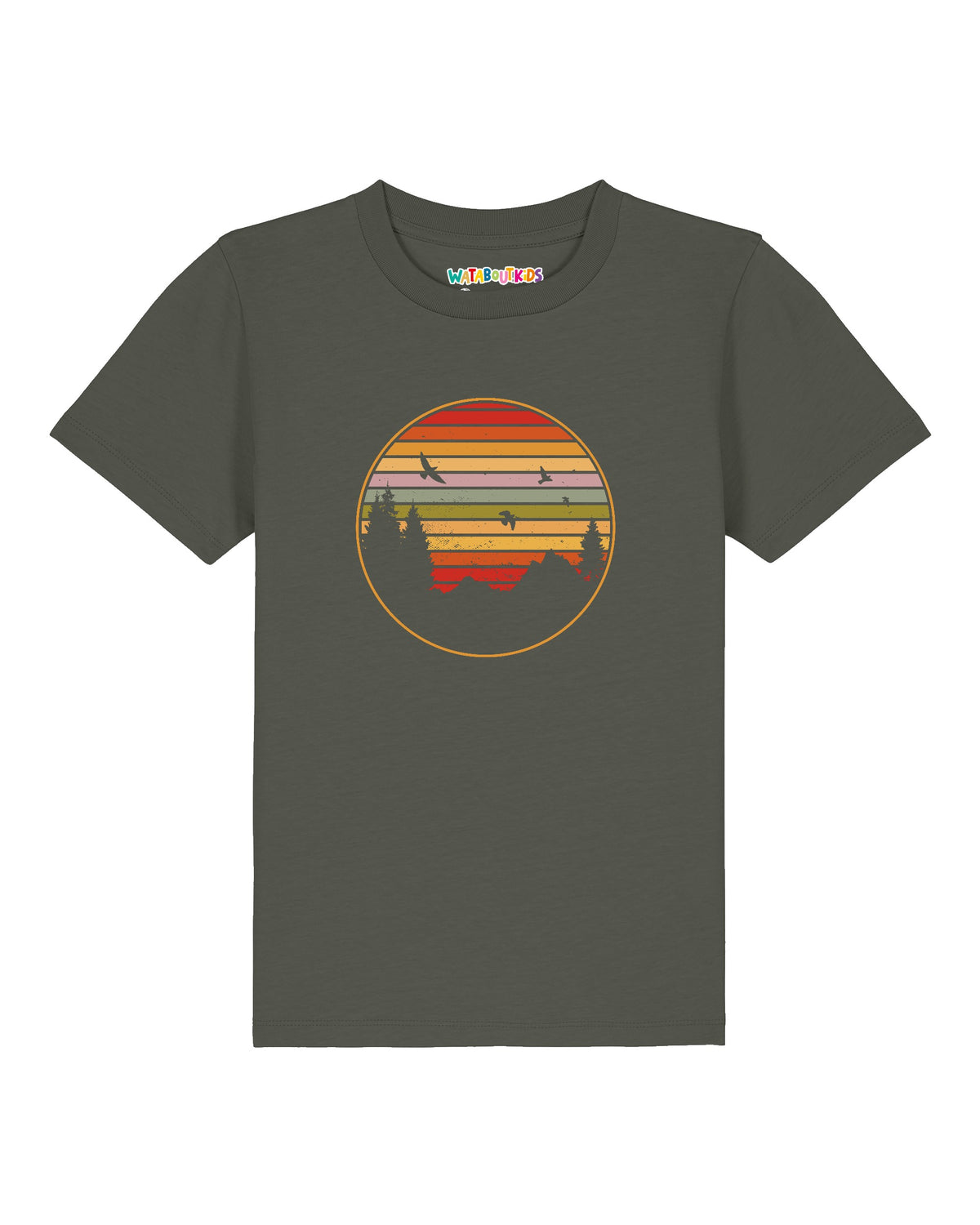Sunset Berge & Tannen | T-Shirt Kinder-front;C223