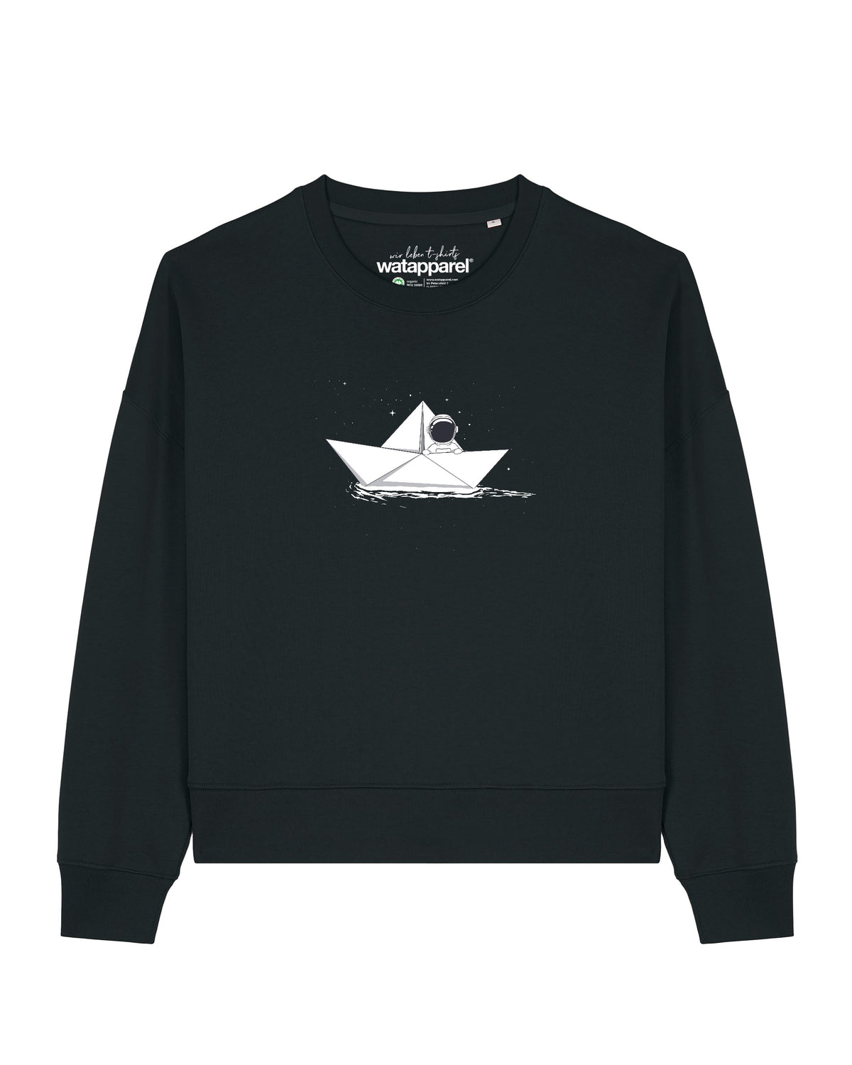 Astronaut in paper boat | Sweatshirt Frauen-front;C002