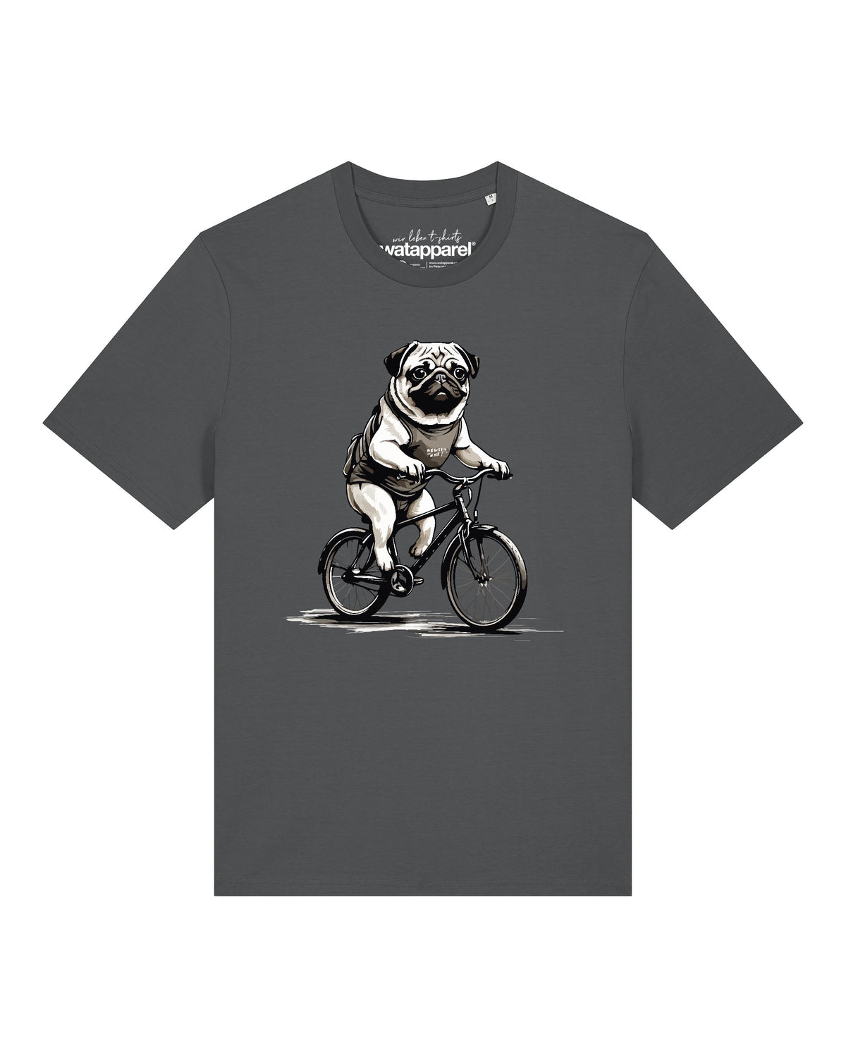 Mops auf Fahrrad | T-Shirt Unisex-front;C253
