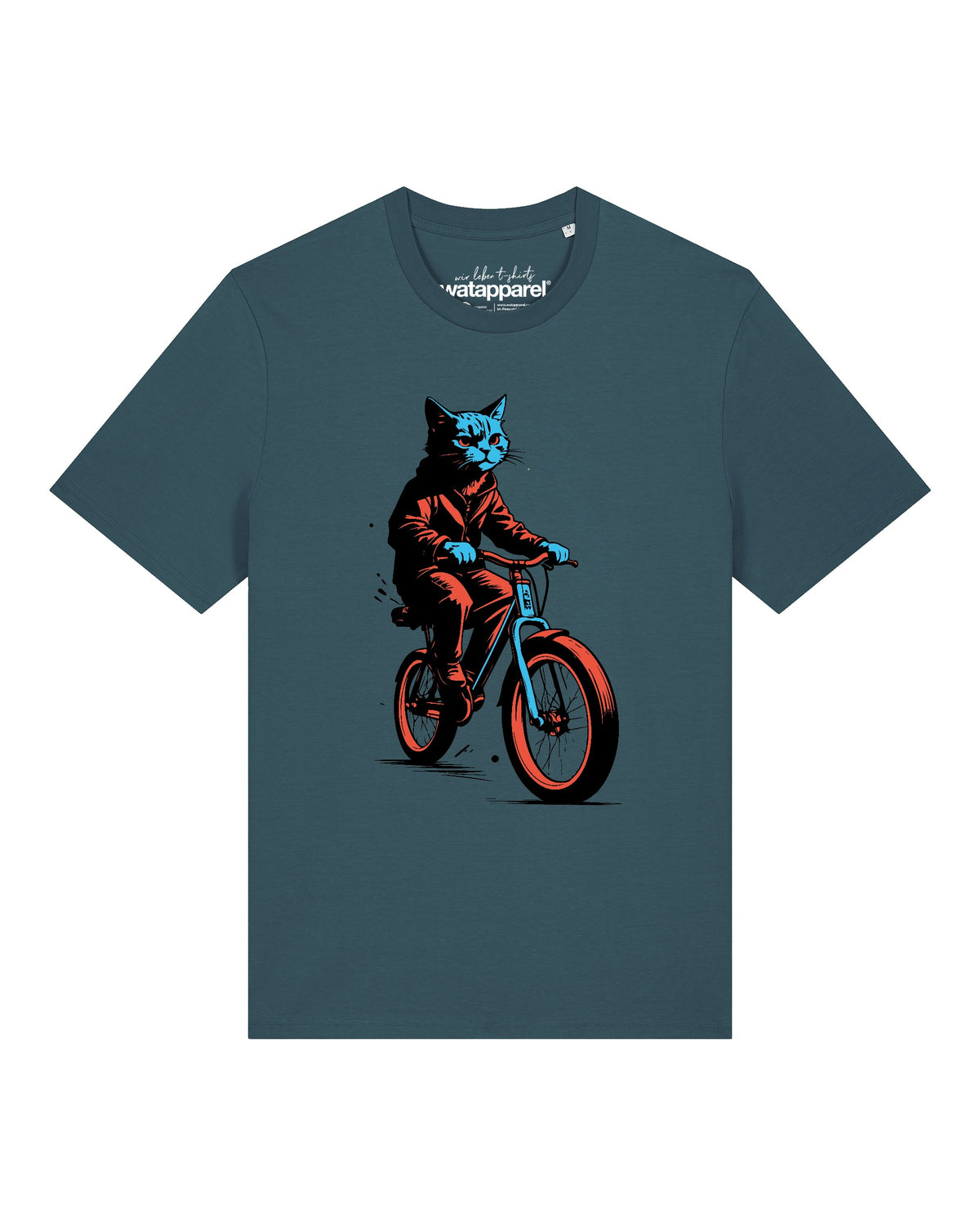 Katze auf Fahrrad | T-Shirt Unisex-front;C702