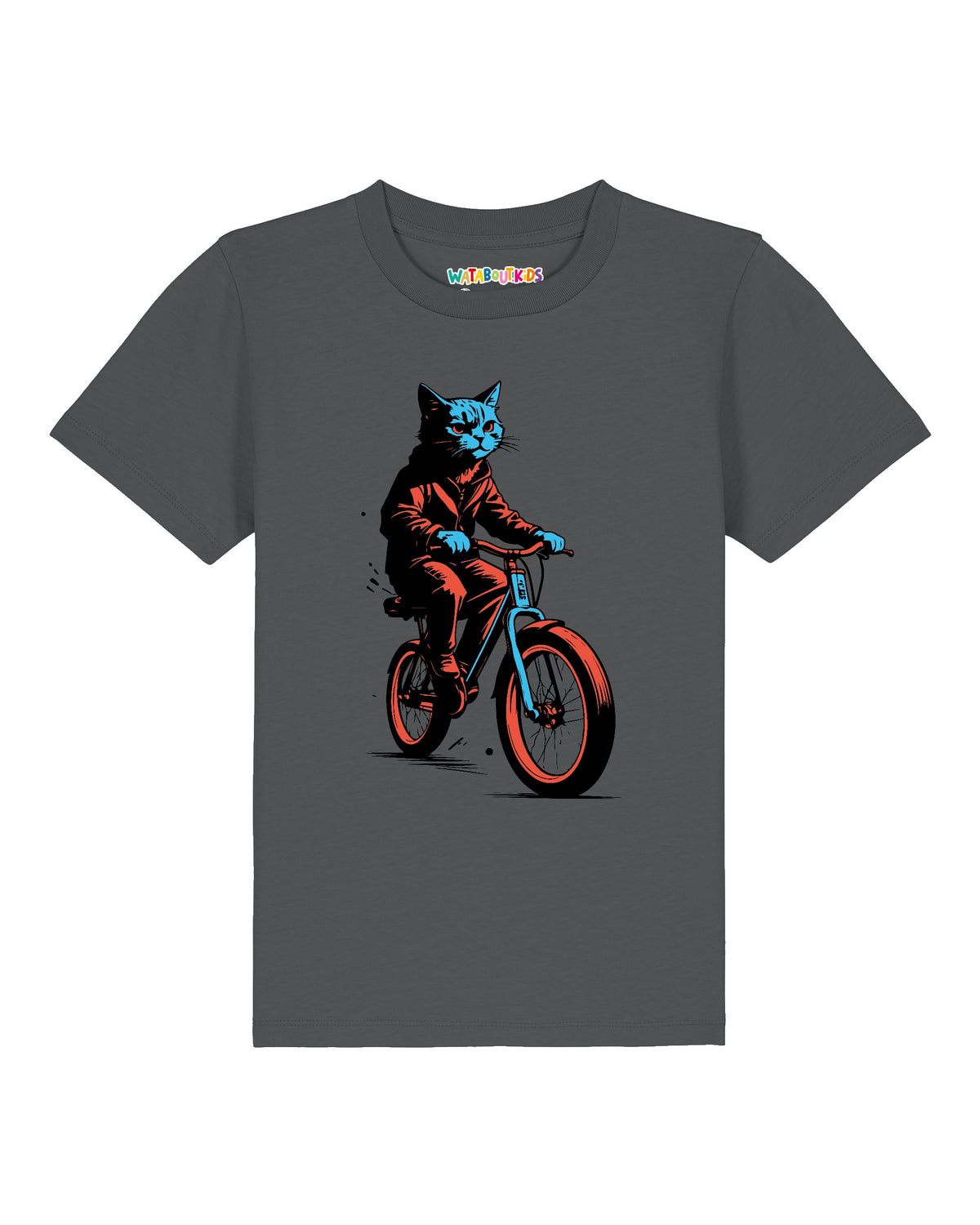 Katze auf Fahrrad | T-Shirt Kinder-front;C253