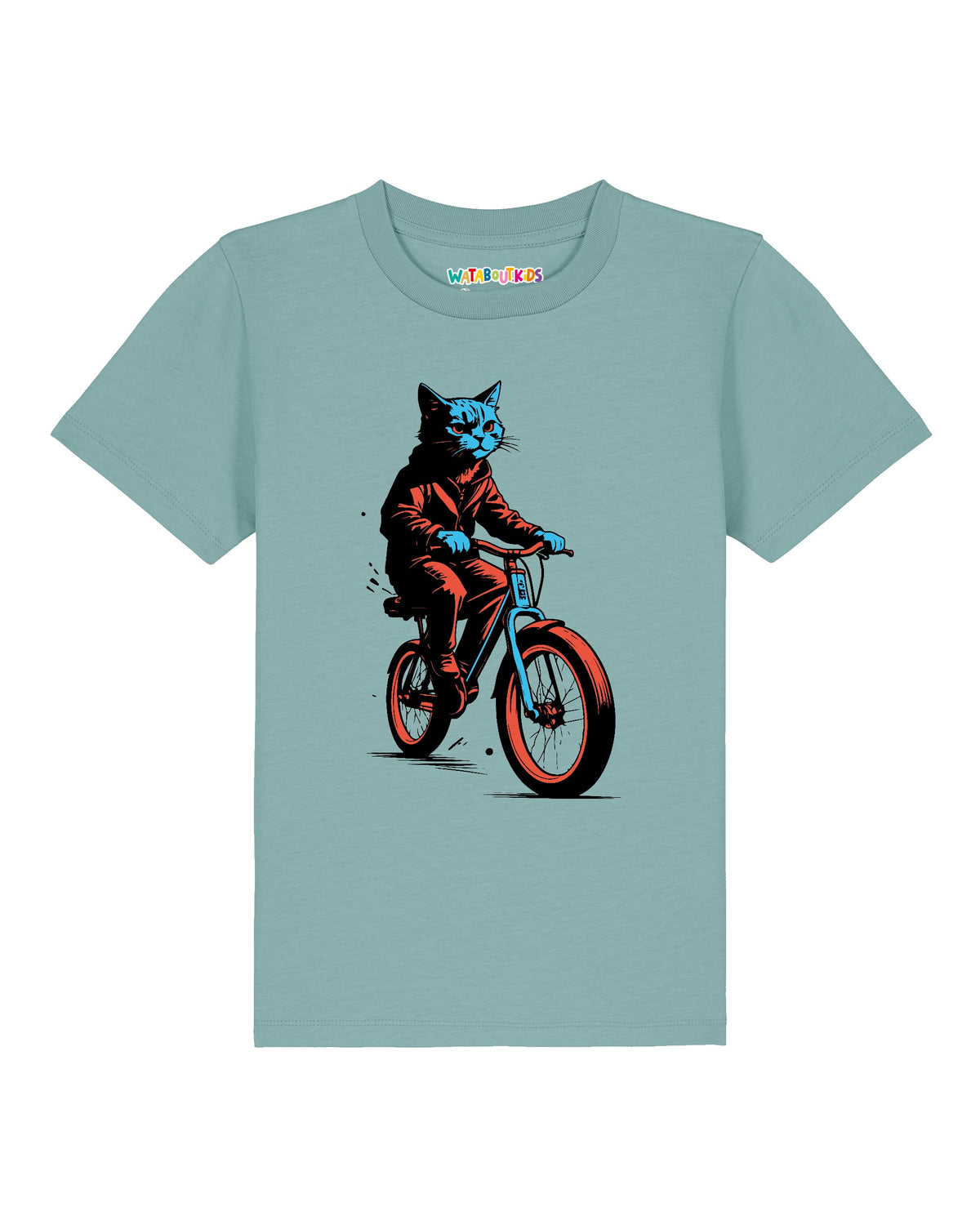 Katze auf Fahrrad | T-Shirt Kinder-front;C060