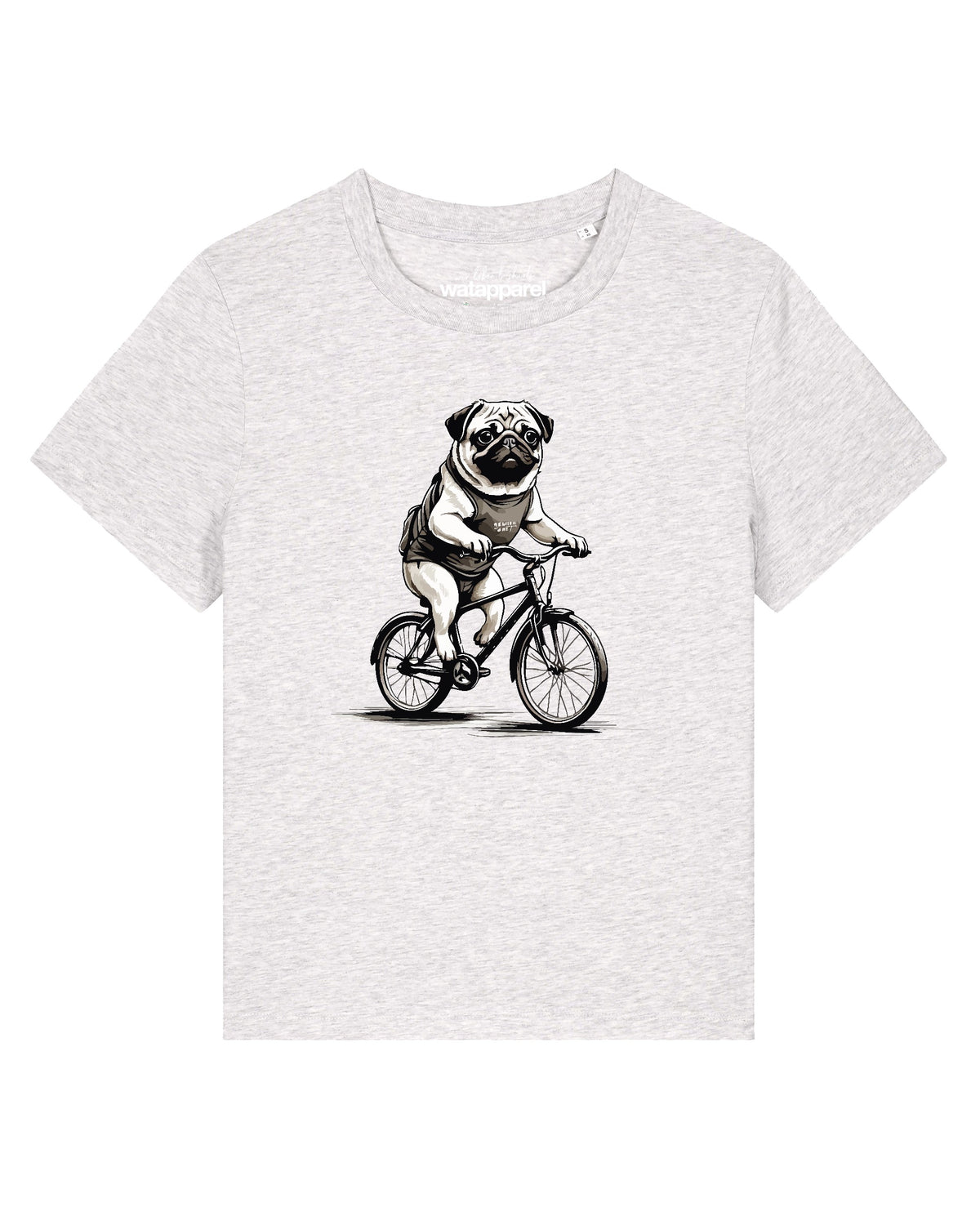 Mops auf Fahrrad | T-Shirt Frauen-front;C146