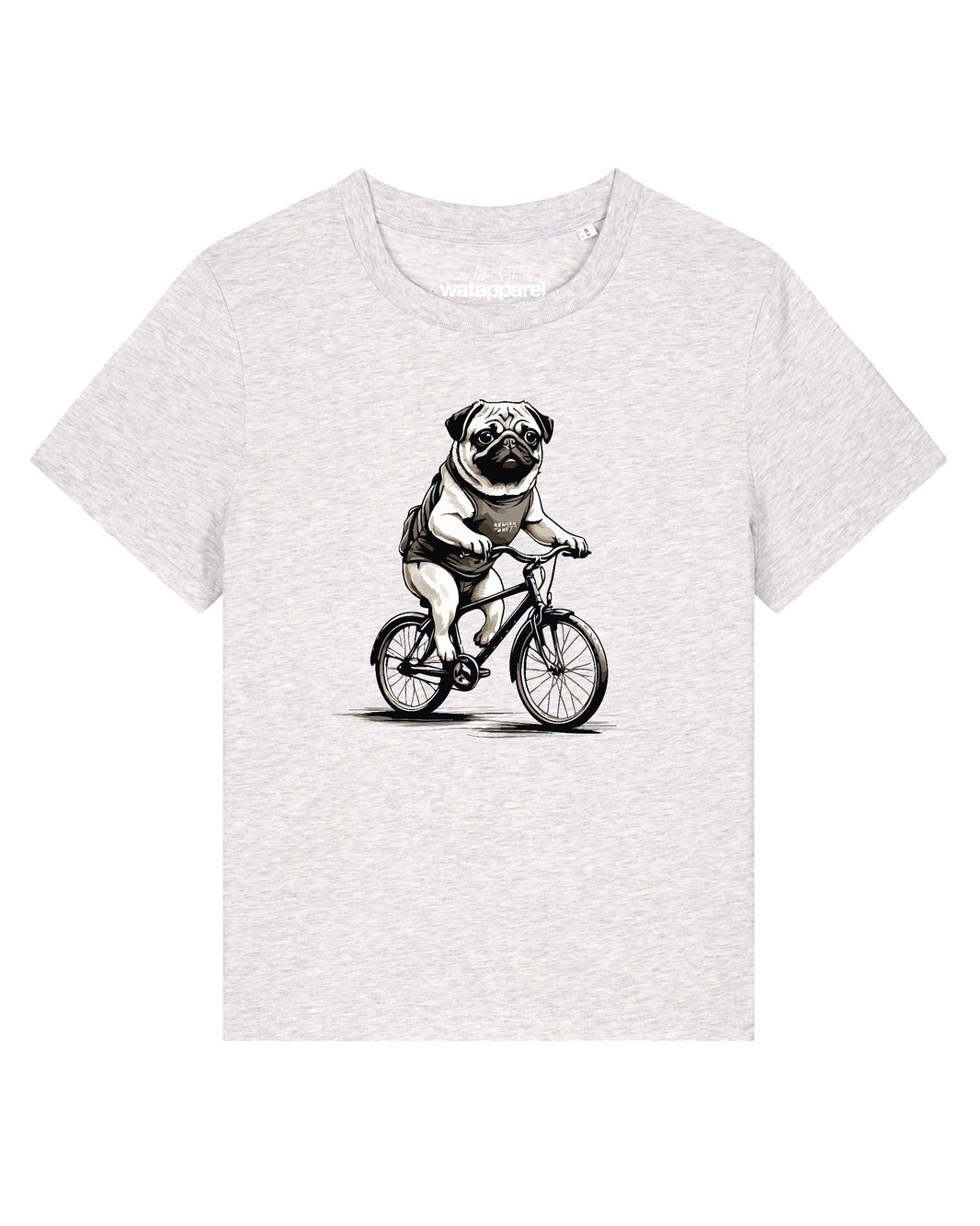Mops auf Fahrrad | T-Shirt Frauen-front;C146