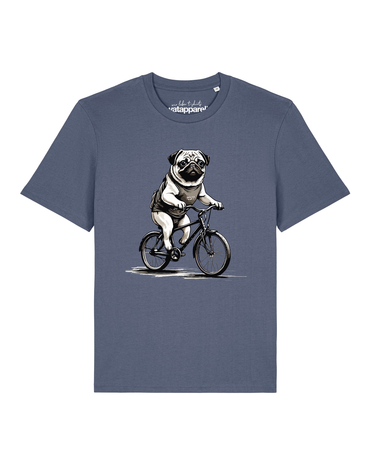 Mops auf Fahrrad | T-Shirt Unisex-front;C156