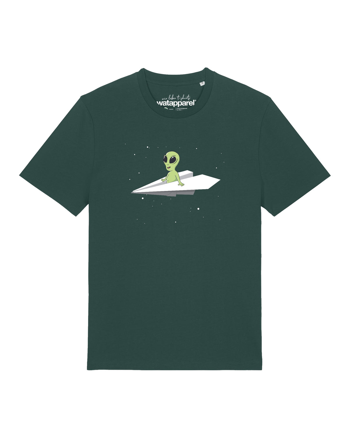 Alien on a paper plane | T-Shirt Unisex-front;C036