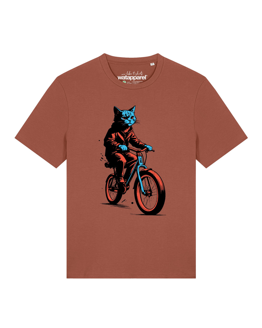 Katze auf Fahrrad | T-Shirt Unisex-front;C730