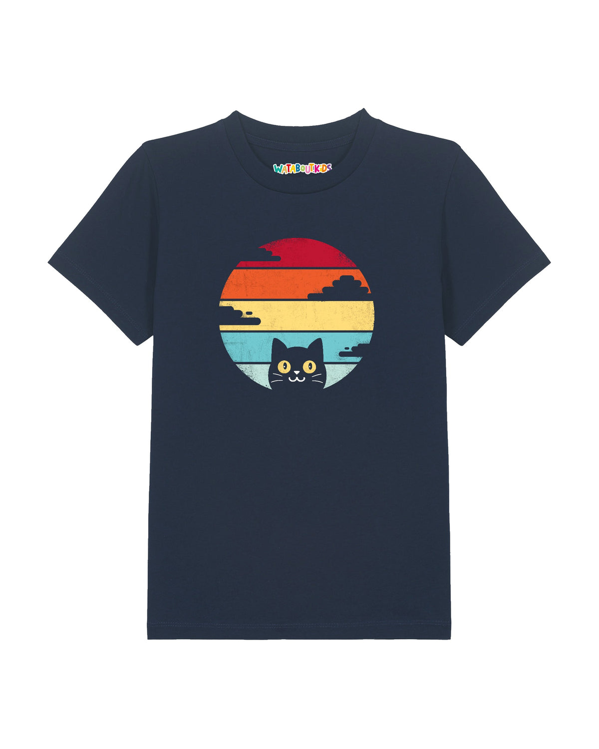 Retro Sunset Cat | T-Shirt Kinder-front;C727