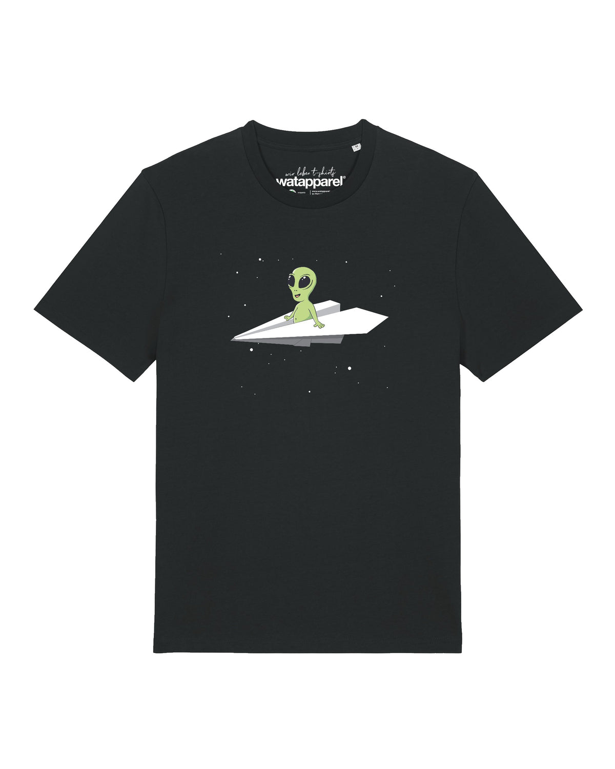 Alien on a paper plane | T-Shirt Unisex-front;C002