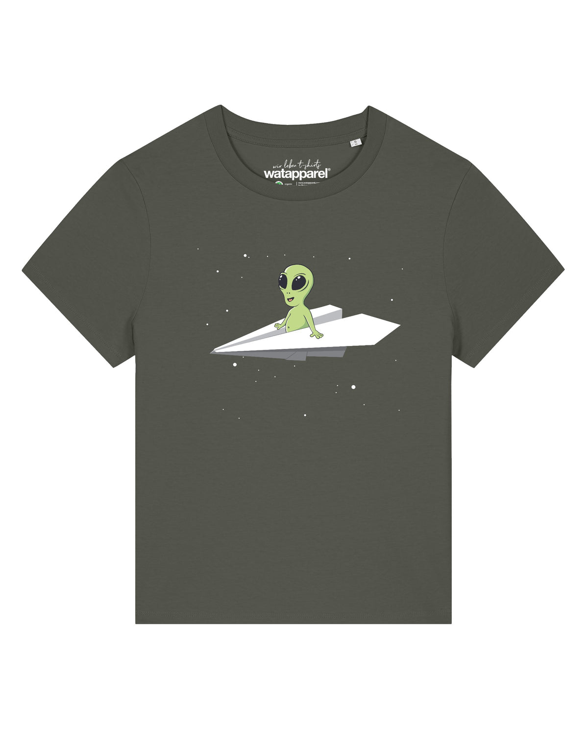 Alien on a paper plane | T-Shirt Frauen-front;C223